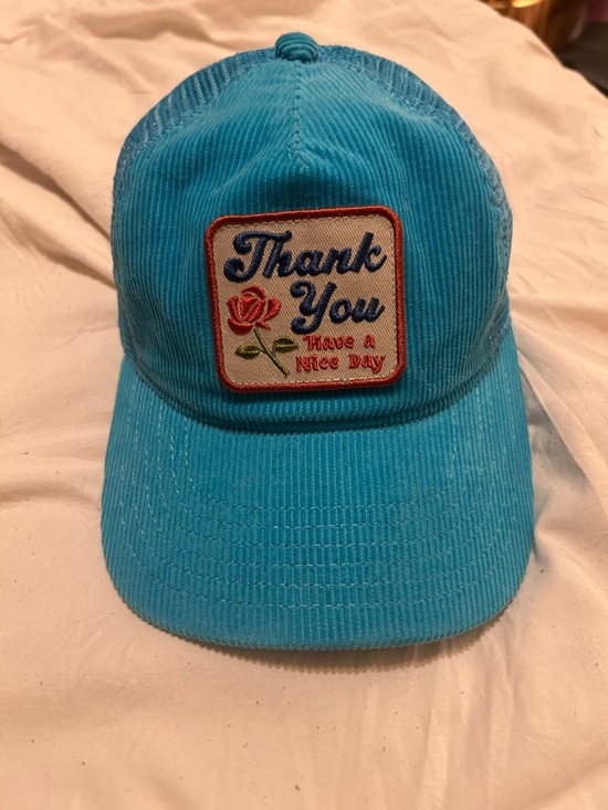 MAD Engine Accessories - MIGHTY FINE Turquoise Corduroy 'Thank You' Patch Cap